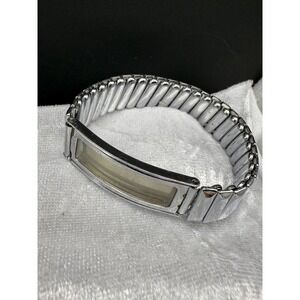 Vintage‎ ID Bracelet Stretch Silver Tone 6.5"